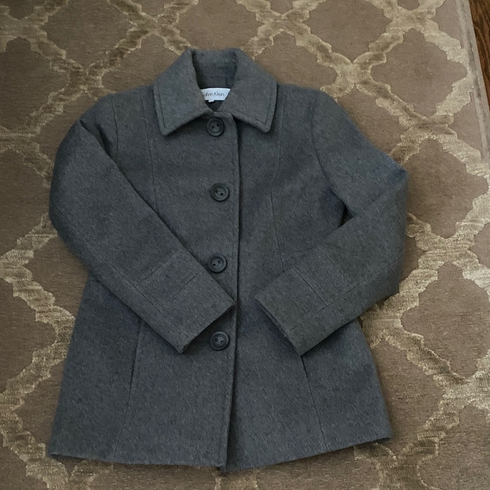 Calvin Klein Gray Wool-Blend Pea Coat